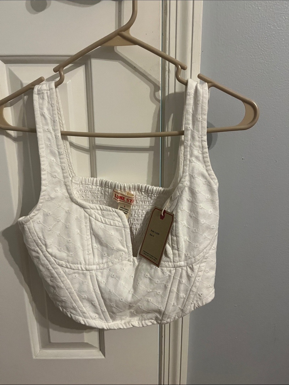 White Quilted Crop Tank Top